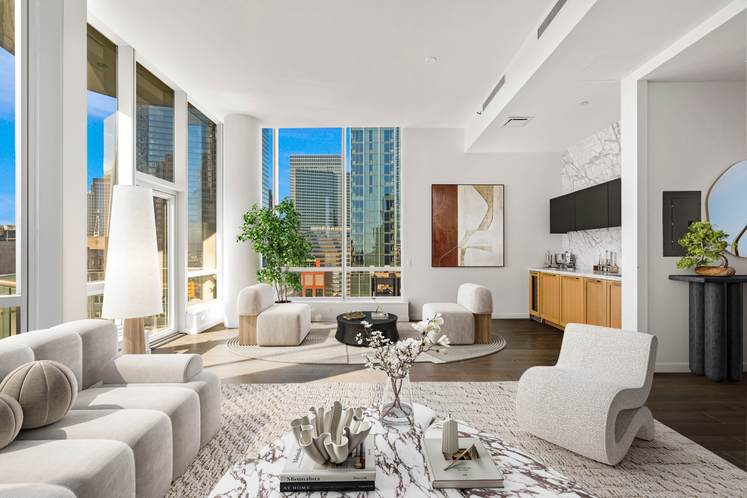 19 Park Place, Unit PH Manhattan, NY 10007 - Photo 2 of 17 a living room with furniture or couch and a potted plant