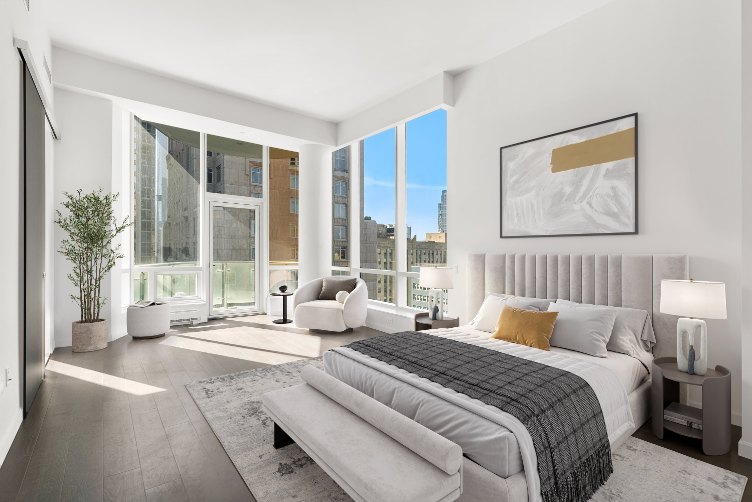 19 Park Place, Unit PH Manhattan, NY 10007 - Photo 7 of 17 a spacious bedroom with a large bed and a large window