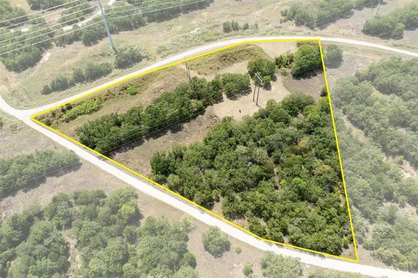 a view of a green yard with large trees