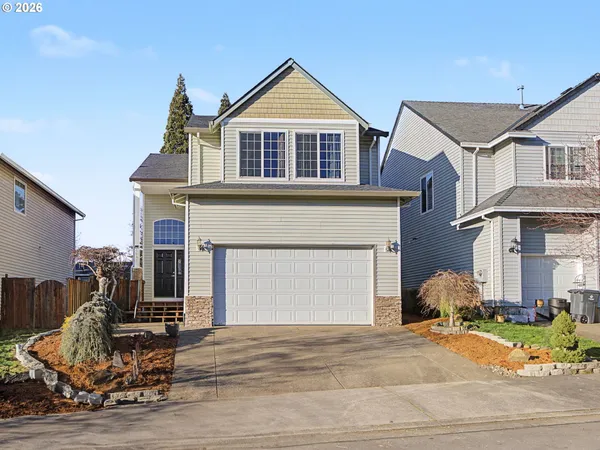 a front view of a house with entertaining space
