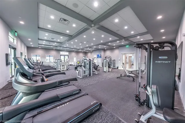 a view of a room with gym equipment