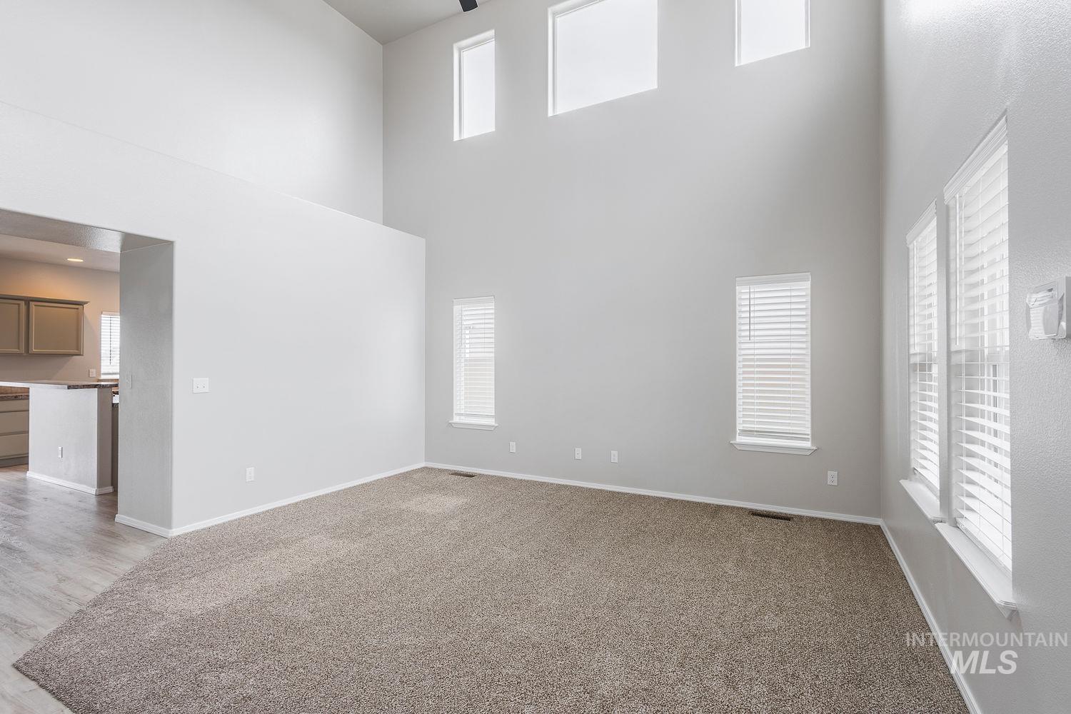 2515 Fallcrest Street Caldwell, ID 83607 - Photo 7 of 48 Unfurnished room featuring healthy amount of natural light, light carpet, and a high ceiling