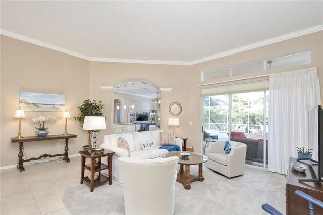 an aerial view of a house with outdoor space