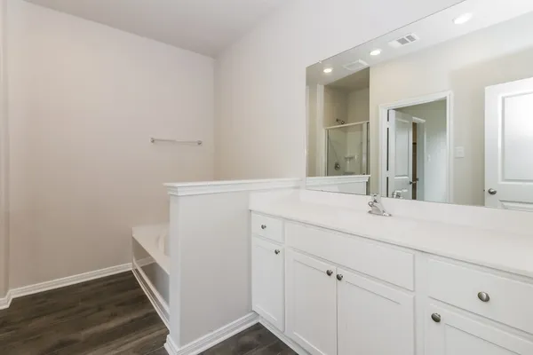 a bathroom with a bathtub