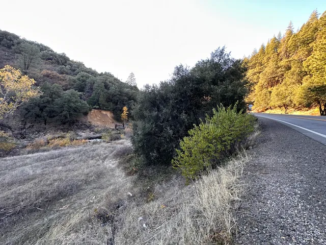 a view of a yard with mountain view
