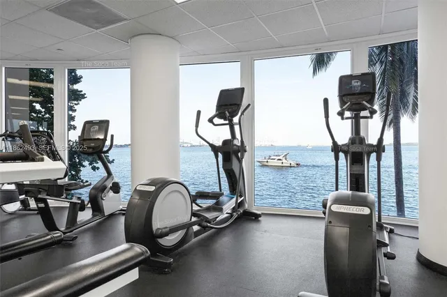 a room with gym equipment