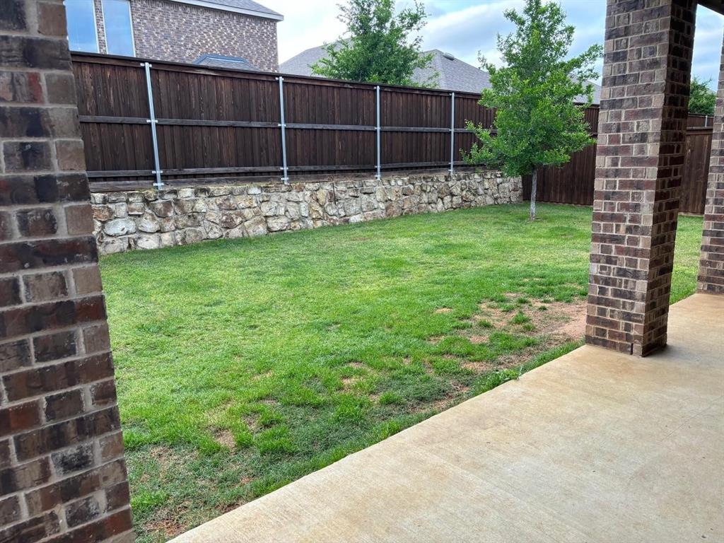 4617 Azurite Road Little Elm, TX 76227 - Photo 9 of 12 a view of a backyard with potted plants and a chair