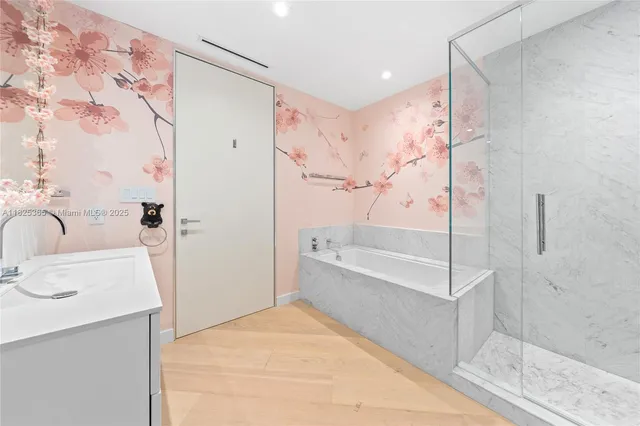 a view of balcony with city and ocean view