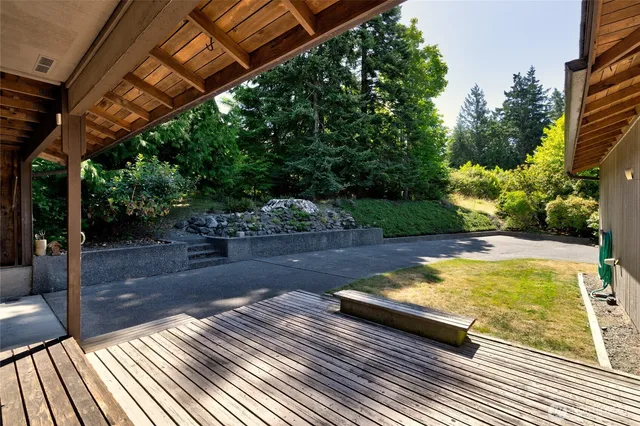 a view of a porch with furniture