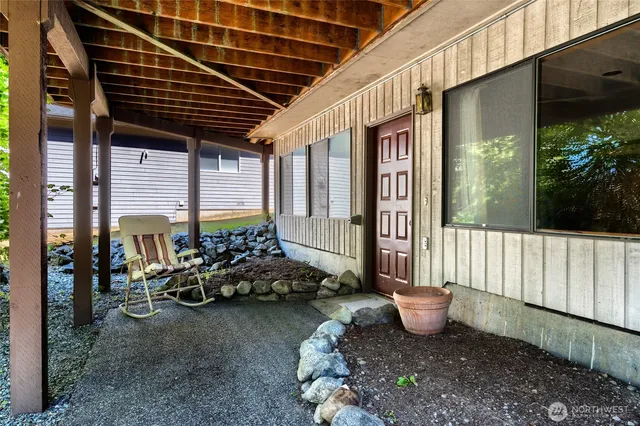 view of a lake with a building in the background