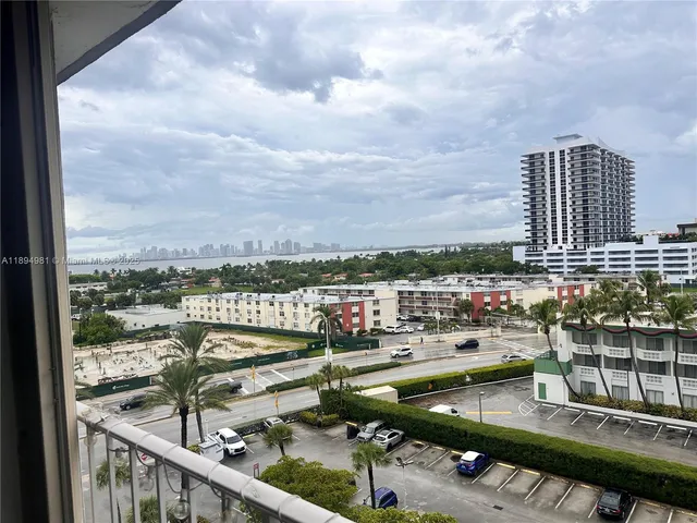 a view of a balcony with city view