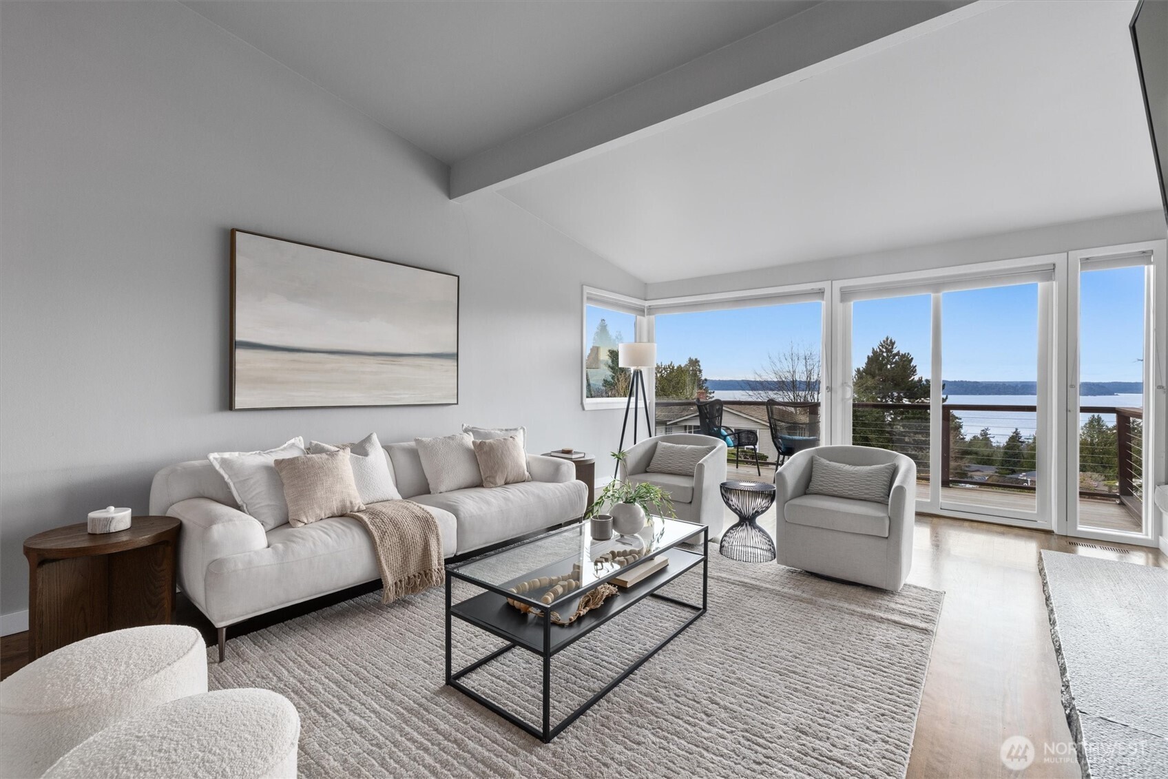8620 Vashon View Southwest Seattle, WA 98136 - Photo 6 of 40 a living room with furniture and a large window