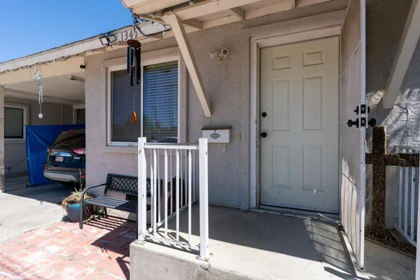 a view of porch with seating space
