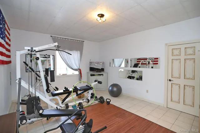 a view of a room with gym equipment