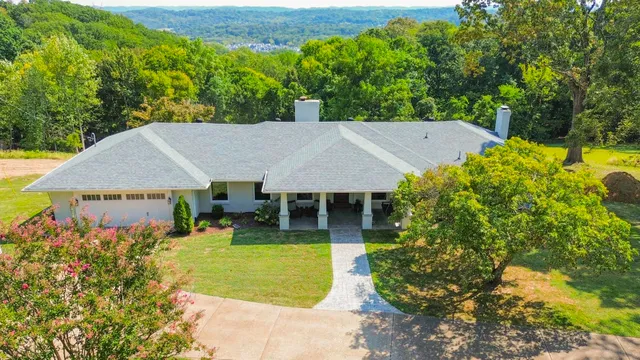 an aerial view of a house