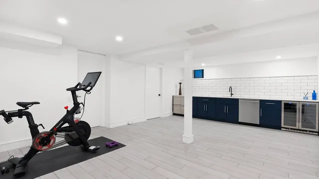 a view of a room with gym equipment