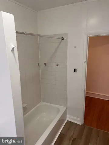 a bathroom with a bathtub