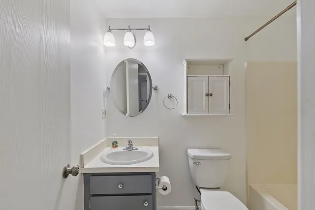 a bathroom with a bathtub