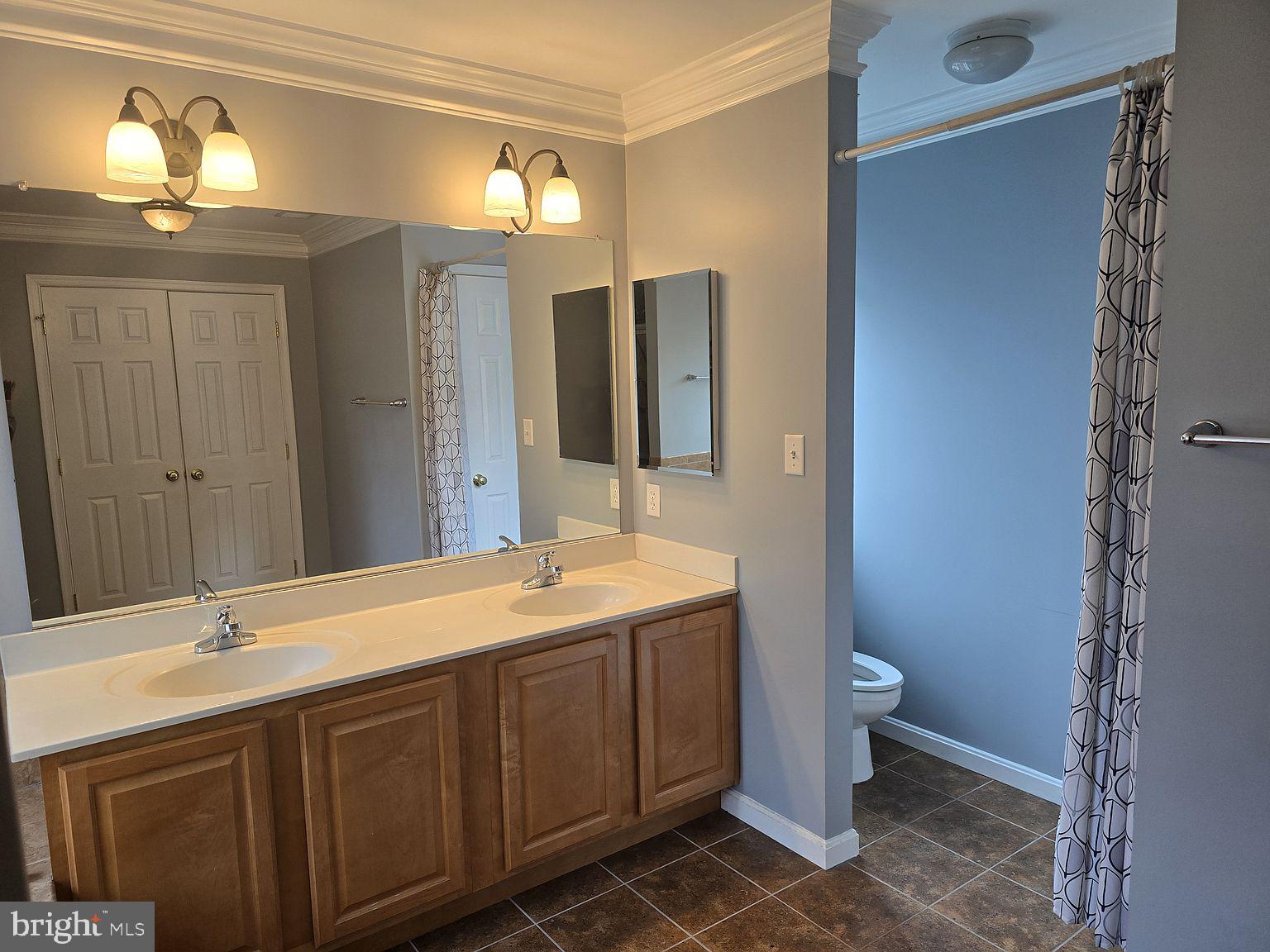 3917 Edith Court Ellicott City, MD 21043 - Photo 11 of 27 a bathroom with a double vanity sink and a mirror