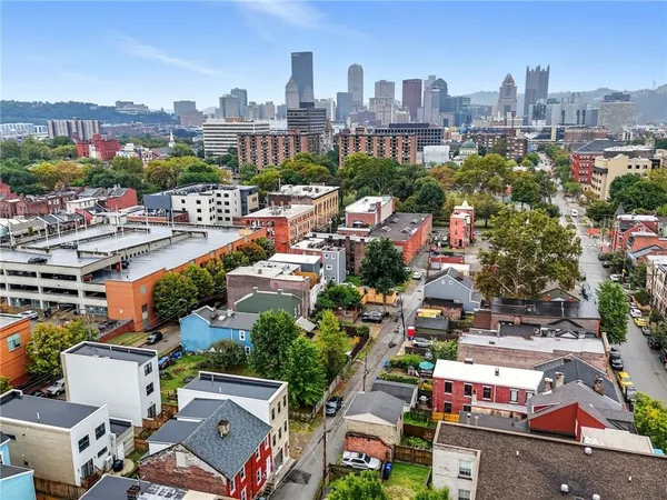 a view of a city with tall buildings