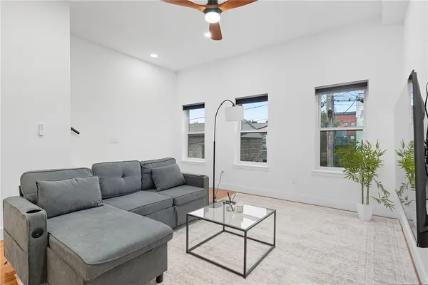 a living room with furniture