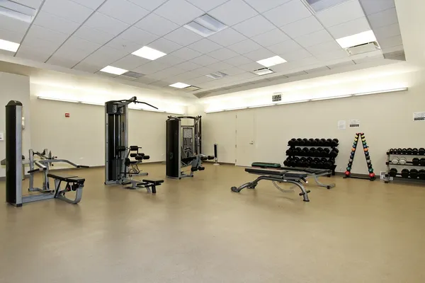 a view of a room with gym equipment