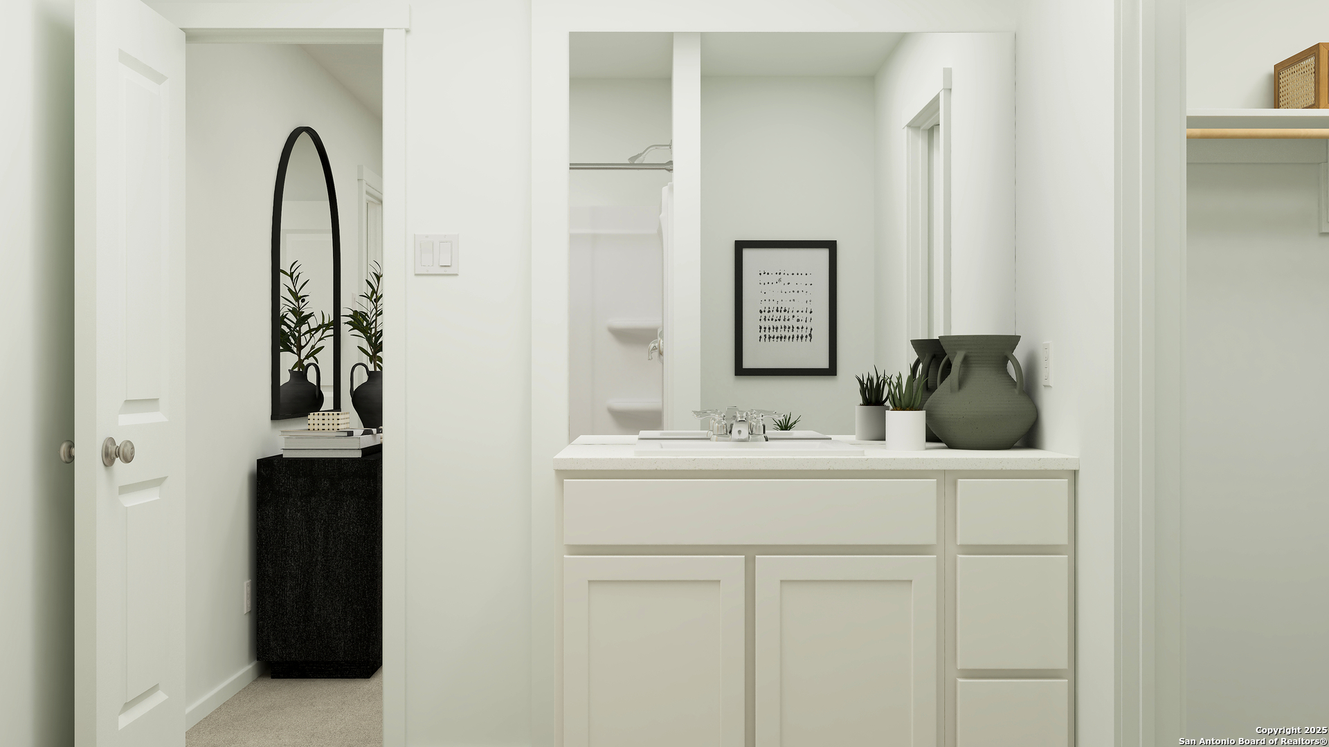 738 Thea Meadows Marion, TX 78124 - Photo 18 of 26 a bathroom with a sink and a mirror