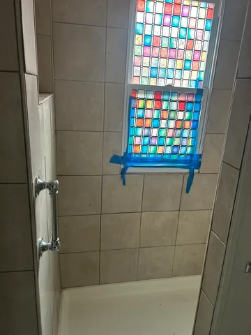 a bathroom with a shower