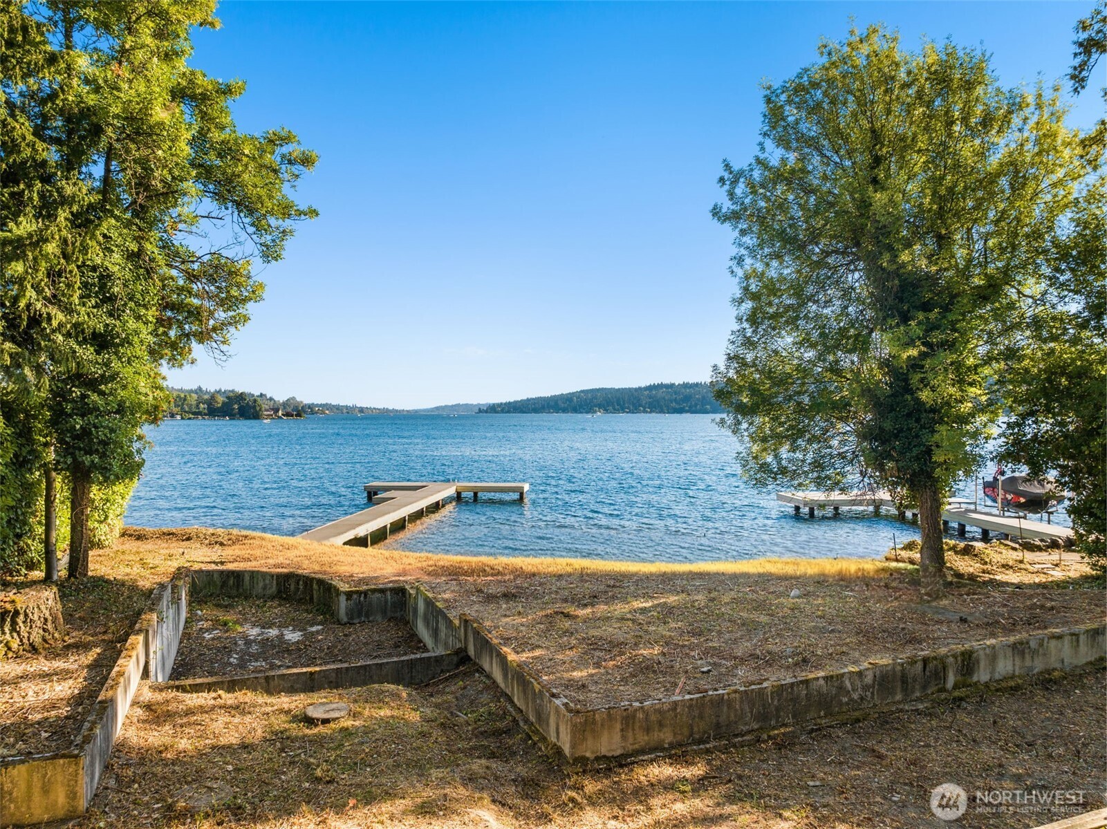 a view of a yard with an outdoor space