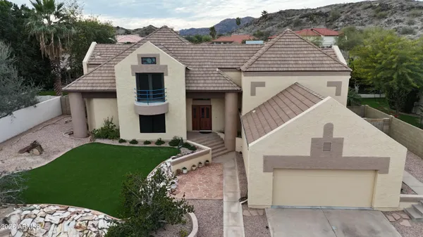 an aerial view of a house