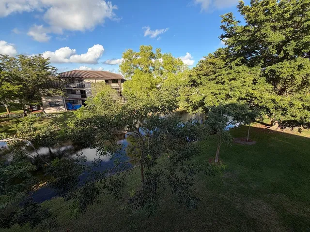 a view of a lake in front of building