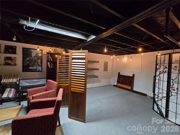 a view of chairs in a room