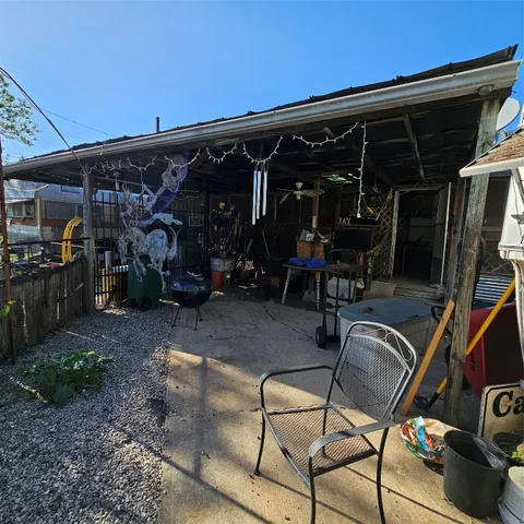 a view of a storage room with furniture