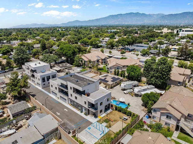 an aerial view of parking