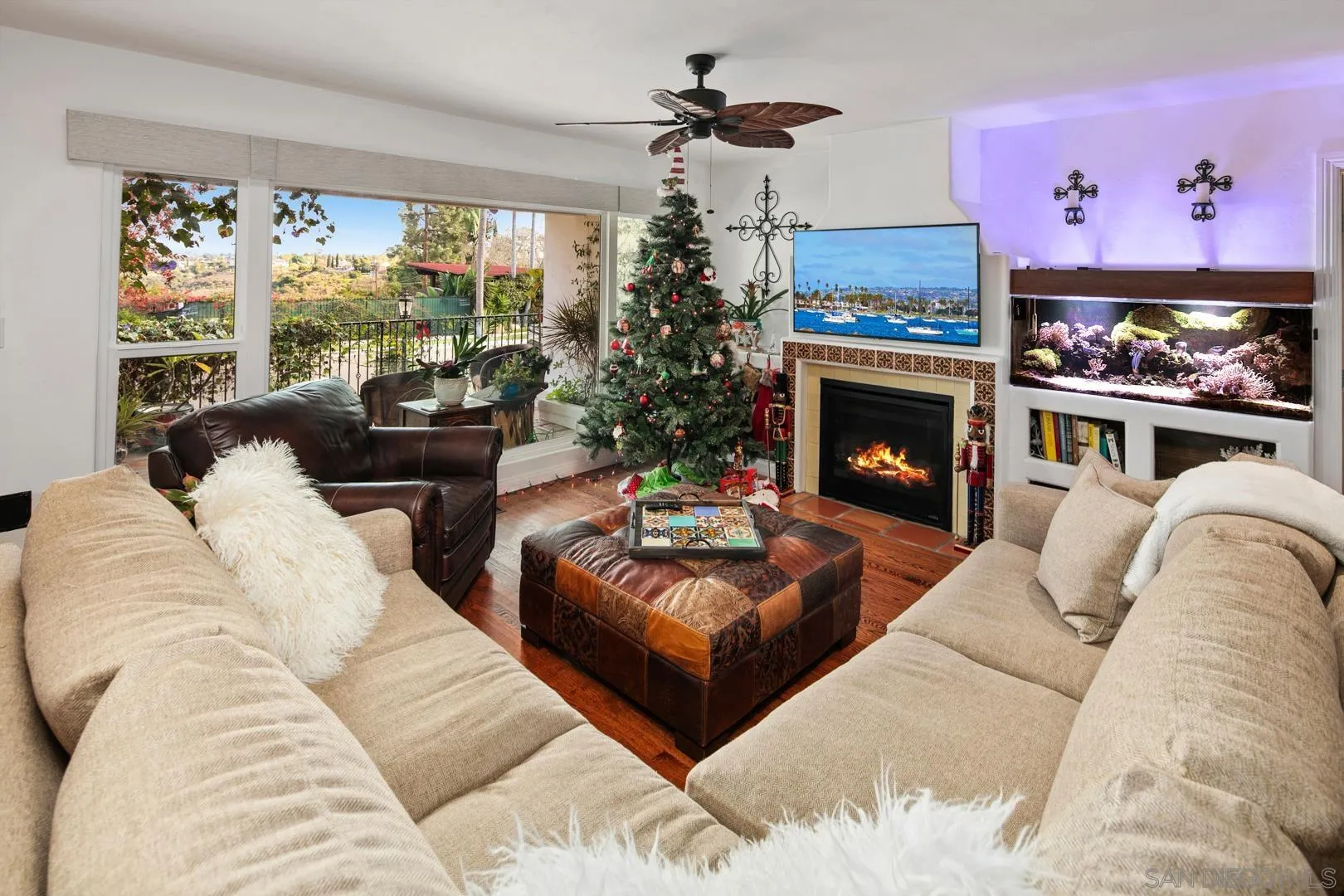 4195 Rochester Road San Diego, CA 92116 - Photo 13 of 39 a living room with furniture and a fireplace
