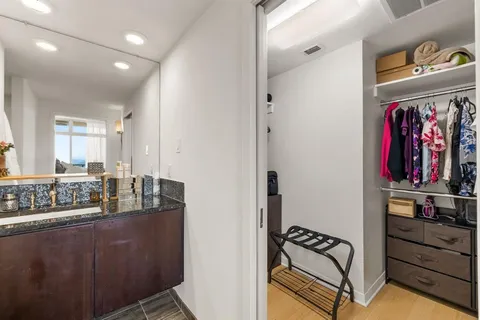 a large room with a couch