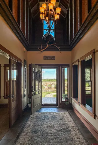 a view of a door of the building