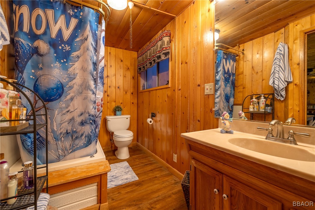 39388 Lodge Road Fawnskin, CA 92333 - Photo 34 of 45 a bathroom with a sink and a mirror