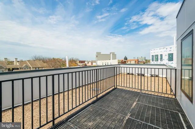 a balcony with city view