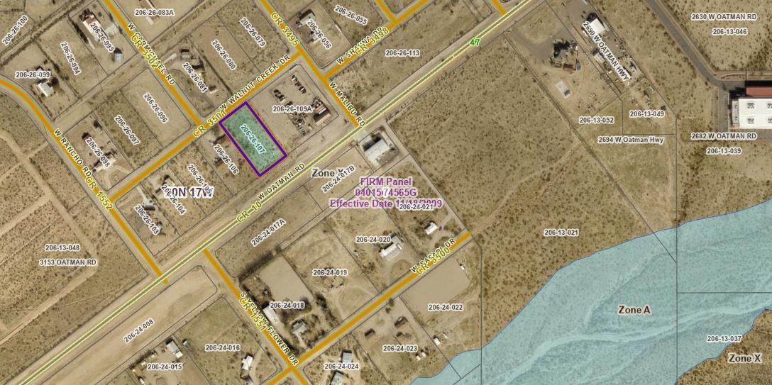 2904 Walnut Creek Road, Unit 2 LOT 5 Golden Valley, AZ 86413 - Photo 10 of 10 Ariel view showing flood plain is far away from this property.