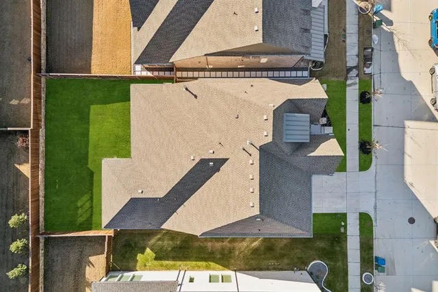 an aerial view of a house