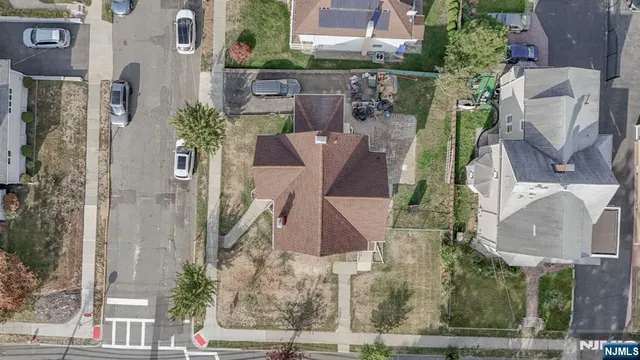 an aerial view of waterside residential houses