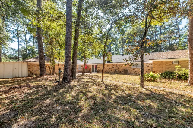 a view of a yard with trees