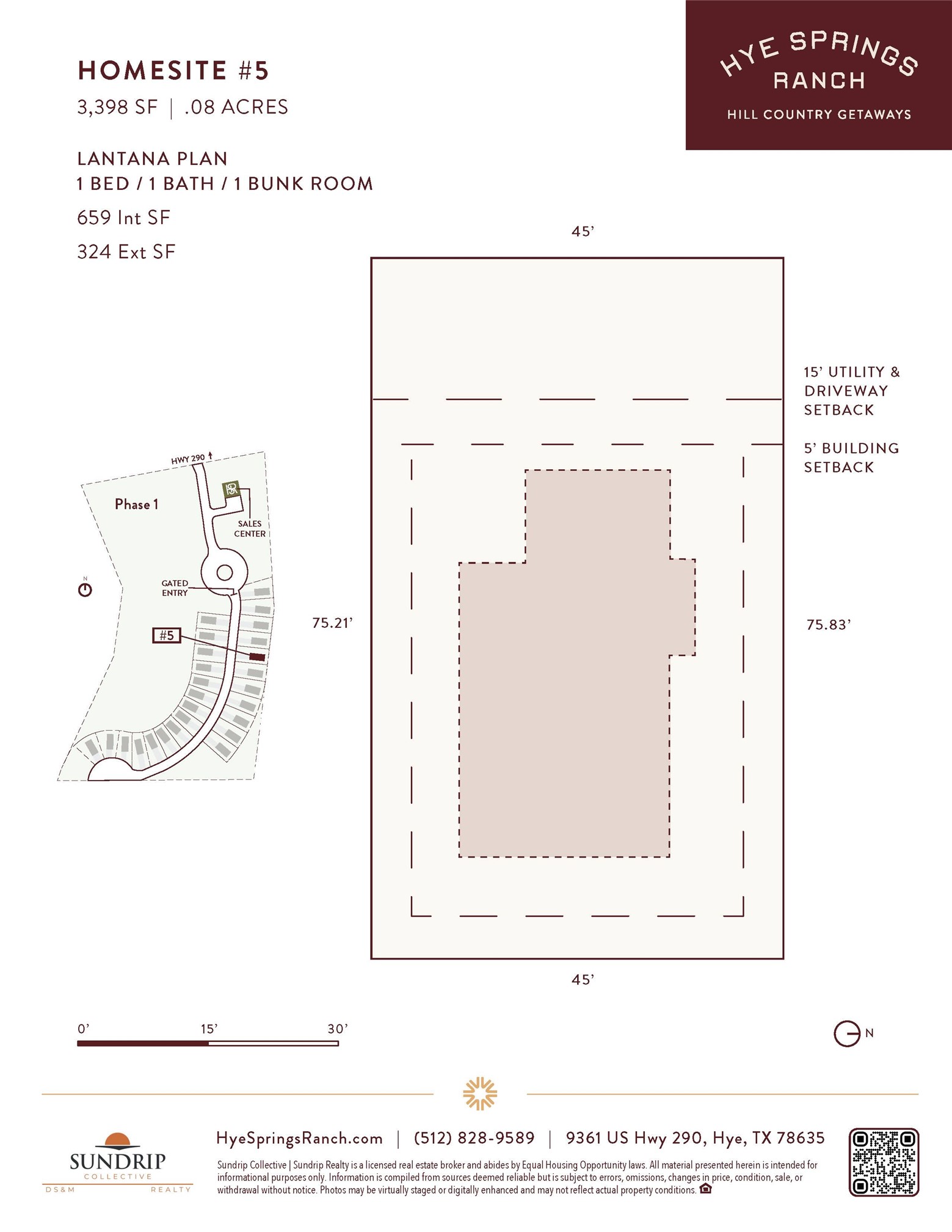Lot 5 at Hye Springs Ranch featuring the thoughtfully designed Lantana Plan with efficient site layout, proximity to the gated entrance and community amenities.