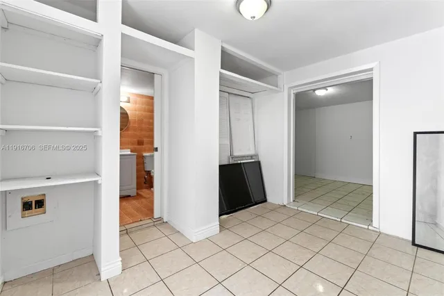 an empty room with closet