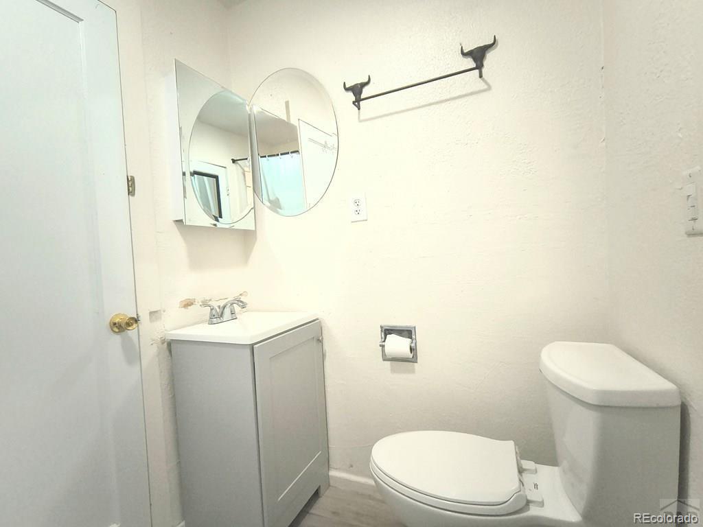 8180 Old San Isabel Road Rye, CO 81069 - Photo 18 of 35 a bathroom with a toilet a sink a mirror and vanity