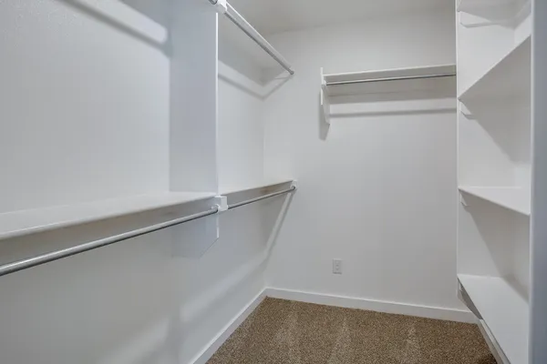 a view of an empty walk in closet