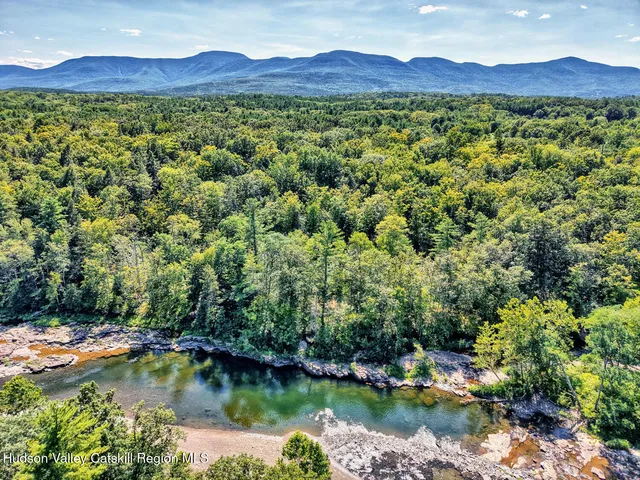 a view of a lake with a mountain