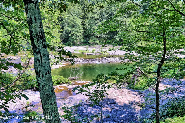 a view of a lush green hillside and a houses