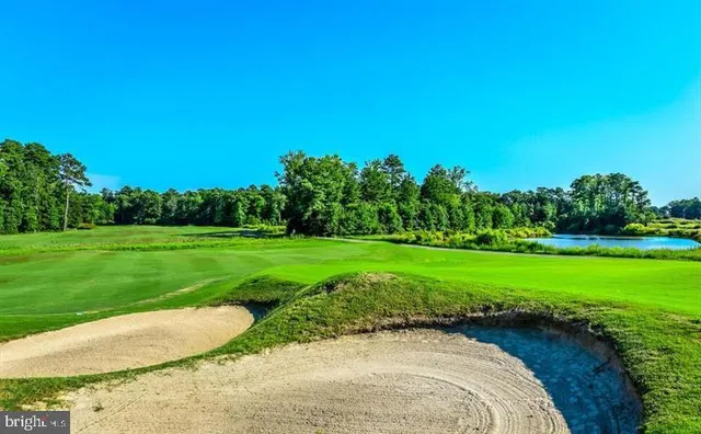 a view of a golf course with a garden